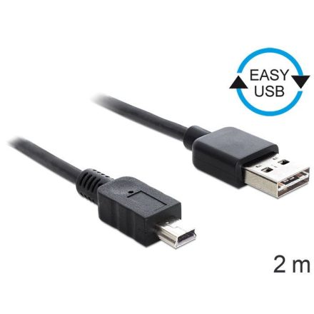 Delock EASY-USB 2.0-s A-típusú > USB 2.0-s Mini-B-típusú kábel 2m (85554)