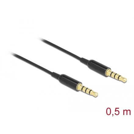 Delock sztereo jack kábel 3,5 mm 4 pin apa- apa ultra slim 0,5m, fekete (66075)