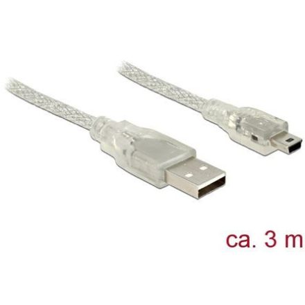 Gembird USB-A - USB mini-B 3m áttetsző (83908)