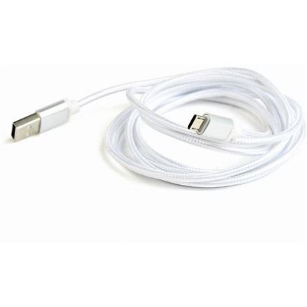 Gembird USB-A - microUSB harisnyázott kábel 1.8m ezüst (CCB-mUSB2B-AMBM-6-S)