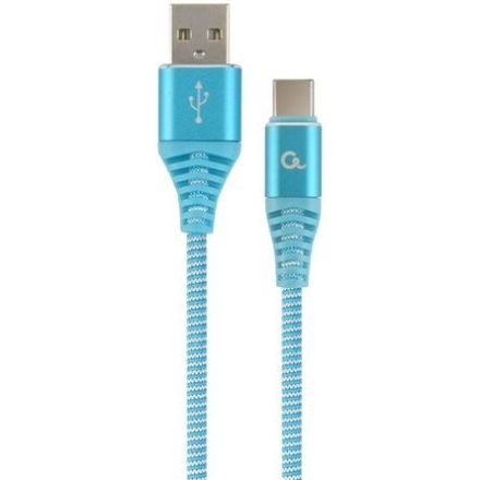 Gembird USB type-C - USB Type-A szövet borítású adat- és töltőkábel 2m kék-fehér (CC-USB2B-AMCM-2M-VW)