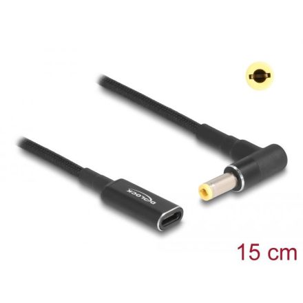 Delock Laptop töltőkábel adapterkábel USB Type-C anya - 5,5 x 2,5 mm apa 15cm (60040)