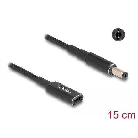 Delock Laptop töltőkábel adapterkábel USB Type-C anya - 5,5 x 2,1 mm apa 15cm (60039)