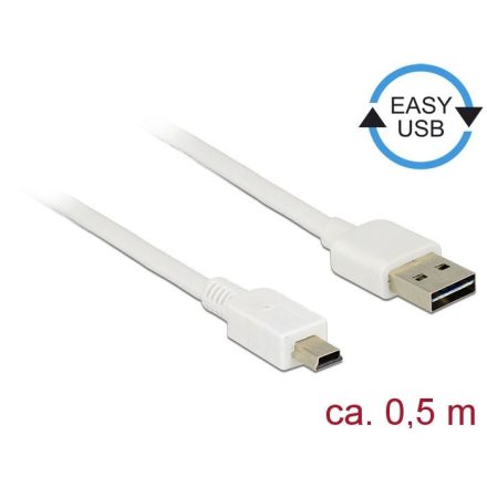 Delock EASY-USB 2.0-s A-típusú > USB 2.0-s Mini-B-típusú kábel 0,5m (85159)