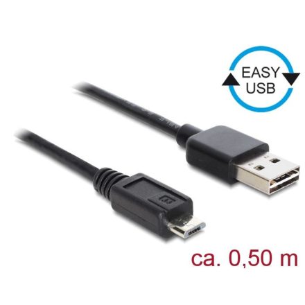 Delock EASY-USB 2.0-s A-típusú > USB 2.0-s Micro-B típusú 0,5m (85156)