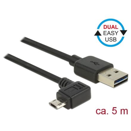 Delock EASY-USB 2.0-s A-típusú > EASY-USB 2.0-s Micro-B típusú kábel  5m fekete (85562)