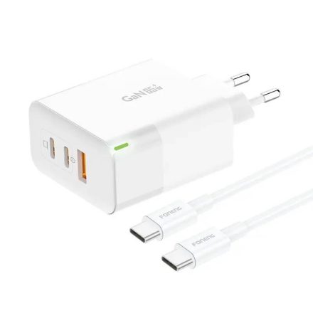 Foneng GAN65 hálózati töltő + USB-C - USB-C kábel fehér (GAN65 C-C)