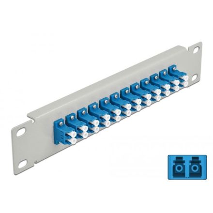 Delock 10 üvegszálas patch panel 12 portos LC Duplex 1U kék szürke (66786)