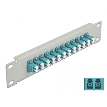 Delock 10 üvegszálas patch panel 12 portos LC Duplex 1U vízkék szürke (66789)