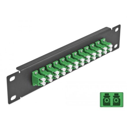 Delock 10 üvegszálas patch panel 12 portos LC Duplex 1U zöld fekete (66766)