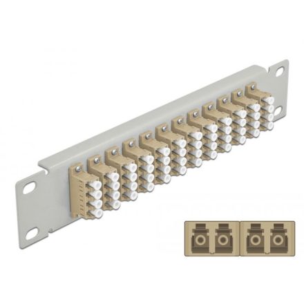 Delock 10 üvegszálas patch panel 12 portos LC Quad 1U bézs szürke (66798)