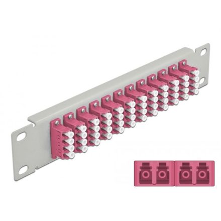 Delock 10 üvegszálas patch panel 12 portos LC Quad 1U ibolya szürke (66800)