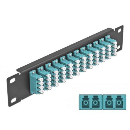 Delock 10 üvegszálas patch panel 12 portos LC Quad 1U vízkék fekete (66779)