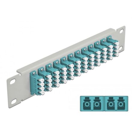 Delock 10 üvegszálas patch panel 12 portos LC Quad 1U vízkék szürke (66799)