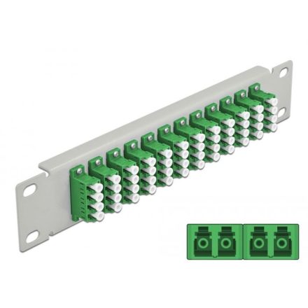 Delock 10 üvegszálas patch panel 12 portos LC Quad 1U zöld szürke (66797)