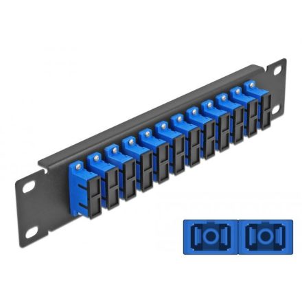 Delock 10 üvegszálas patch panel 12 portos SC Duplex 1U kék fekete (66771)