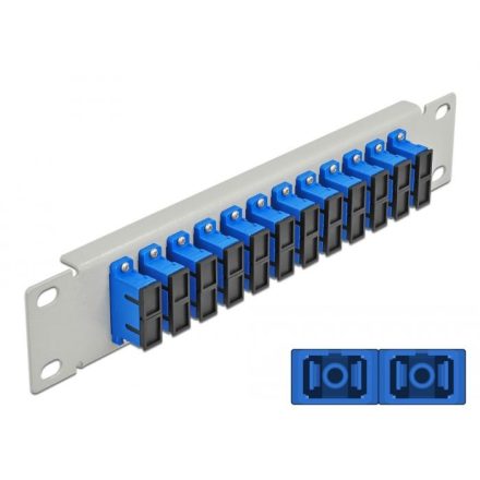 Delock 10 üvegszálas patch panel 12 portos SC Duplex 1U kék szürke (66791)