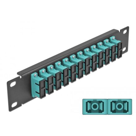 Delock 10 üvegszálas patch panel 12 portos SC Duplex 1U vízkék fekete (66774)