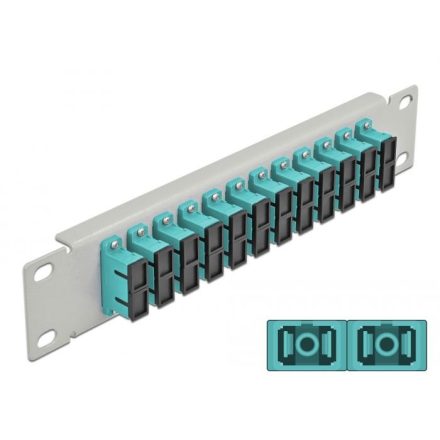 Delock 10 üvegszálas patch panel 12 portos SC Duplex 1U vízkék szürke (66794)