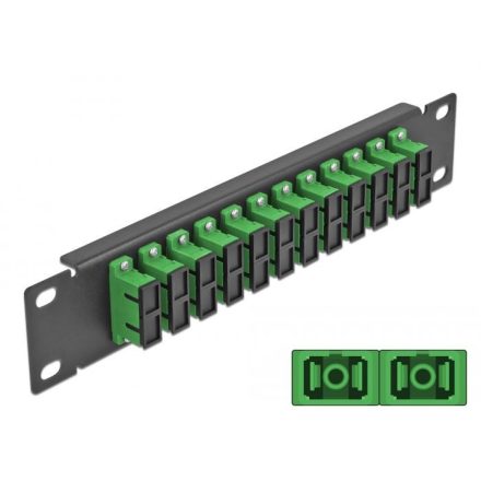 Delock 10 üvegszálas patch panel 12 portos SC Duplex 1U zöld fekete (66772)