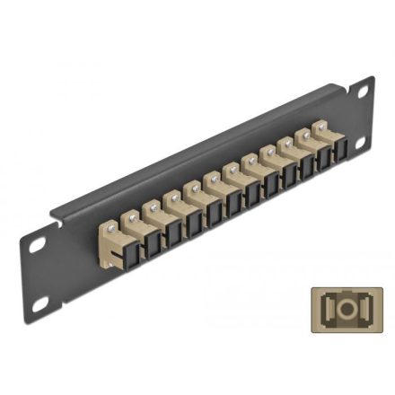 Delock 10 üvegszálas patch panel 12 portos SC Simplex 1U bézs fekete (66762)