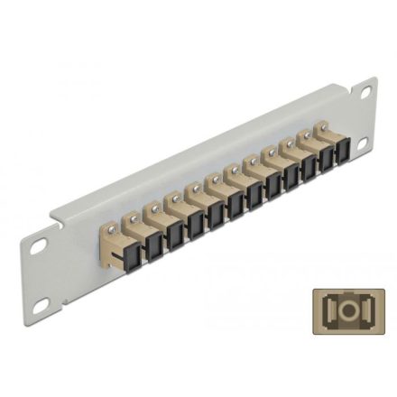 Delock 10 üvegszálas patch panel 12 portos SC Simplex 1U bézs szürke (66783)