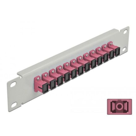 Delock 10 üvegszálas patch panel 12 portos SC Simplex 1U ibolya szürke (66785)