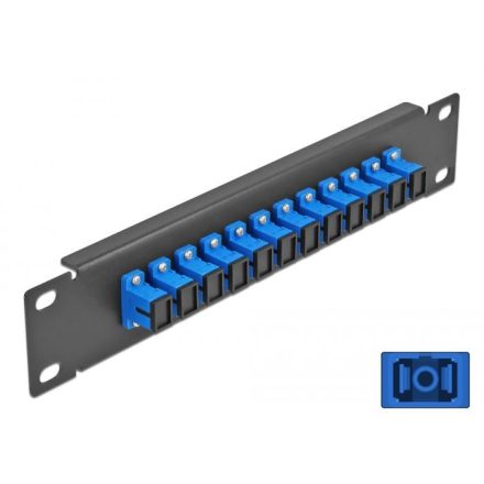 Delock 10 üvegszálas patch panel 12 portos SC Simplex 1U kék fekete (66760)