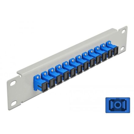 Delock 10 üvegszálas patch panel 12 portos SC Simplex 1U kék szürke (66781)