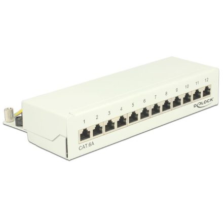 Delock asztali patch panel 12 portos Cat.6A fehér (87679)