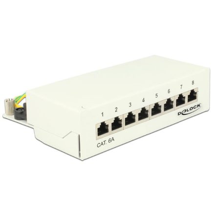 Delock asztali patch panel 8 portos Cat.6A fehér (87678)