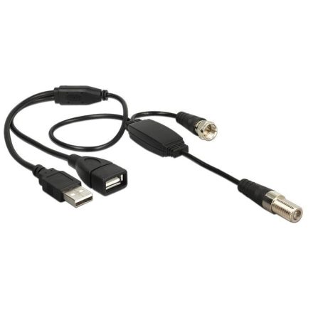 Delock atenna kábel F Jack > F Plug, phantom táp 5 V USB-ről 22cm (13006)