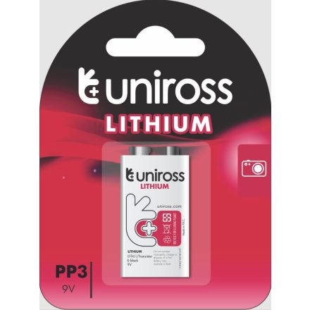 Uniross 6F22/9V lítium elem (ULI9V1)