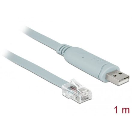 Delock USB 2.0 A-típusú apa > 1 x soros RS-232 RJ45 apa adapter szürke1m