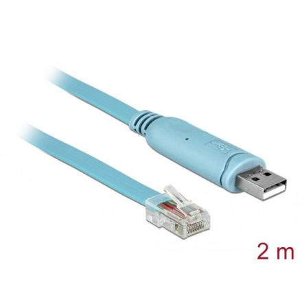 Delock USB 2.0 A-típusú apa > 1 x soros RS-232 RJ45 apa adapter 2m kék