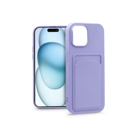 Haffner Card Case Apple iPhone 15 Plus szilikon tok kártyatartóval lila (PT-6845)