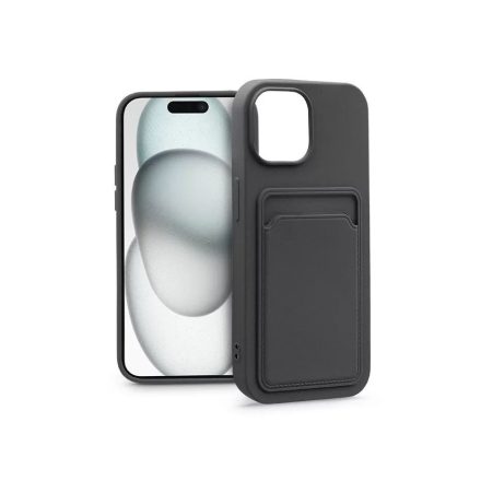 Haffner Card Case Apple iPhone 15 Plus szilikon tok kártyatartóval fekete (PT-6844)