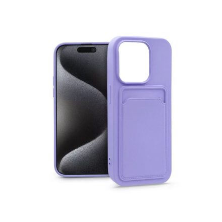 Haffner Card Case Apple iPhone 15 Pro szilikon tok kártyatartóval lila (PT-6848)