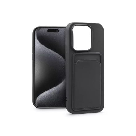 Haffner Card Case Apple iPhone 15 Pro szilikon tok kártyatartóval fekete (PT-6847)