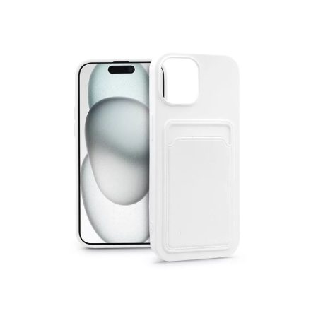 Haffner Card Case Apple iPhone 15 szilikon tok kártyatartóval fehér (PT-6840)