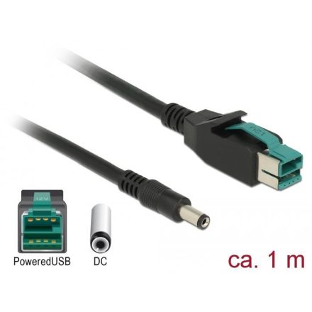 Delock Powered USB kábel apa 12 V > DC 5,5 x 2,1mm apa 1m (85497)