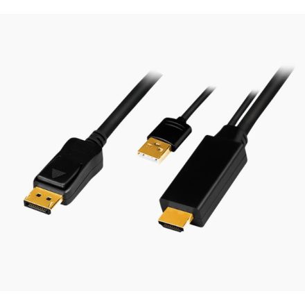 Logilink HDMI-kábel A/M + USB-A/M-DP/M UHD 4K/30 Hz 2m (CH0091)