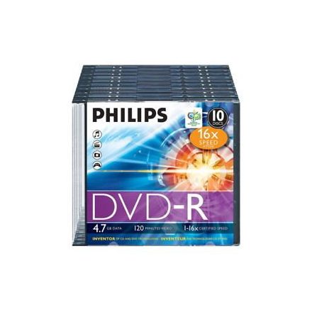 Philips DVD-R 4.7GB 16X DVD lemez 10db/cs (PH922500)