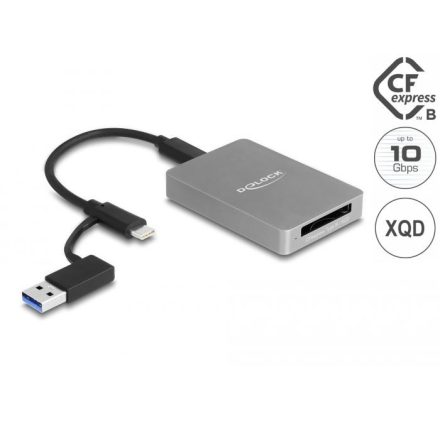 Delock USB Type-C kártyaolvasó CFexpress vagy XQD memóriakártyákhoz (91008)