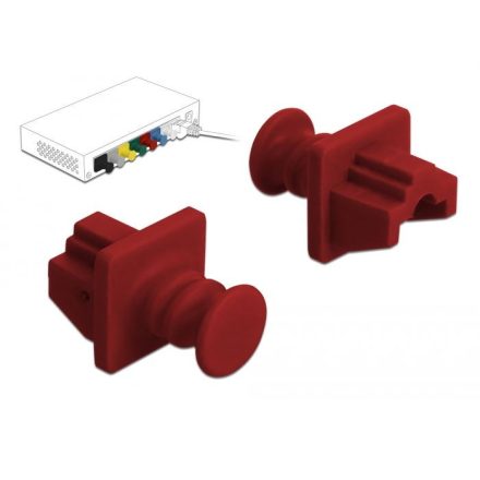 Delock RJ45 típusú kimenethez porvédő 10 db piros (86510)