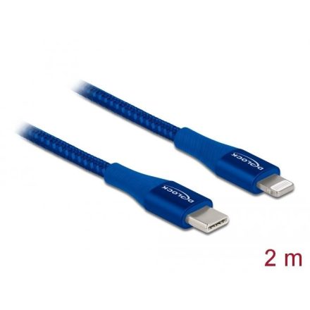 Delock USB-C - Lightning adat- és töltőkábel 2m kék (85417)