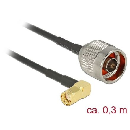 Delock N Plug > RP-SMA Plug 90  RG-174 antenna kábel 0.3m (89579)