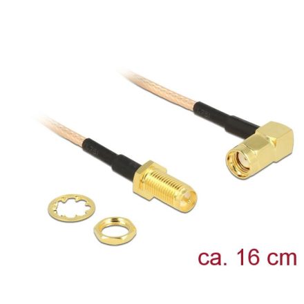 Delock antenna kábel RP-SMA dugó 90  > RP-SMA RG-316 16cm (89431)