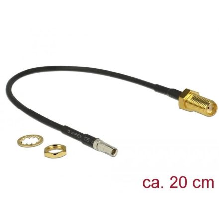 Delock antenna kábel SMA jack válaszfal > TS-9 dugó RG-174 20cm (89912)