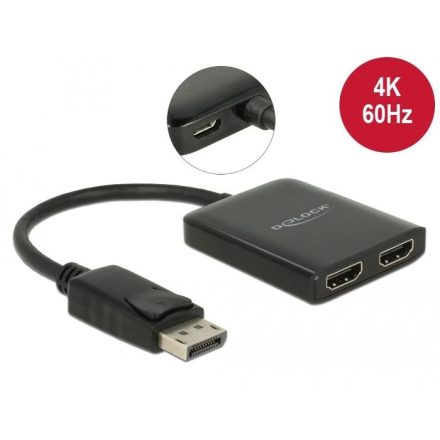 Delock DisplayPort 1.4 elosztó 1 x DisplayPort > 2 x HDMI MST (87769)